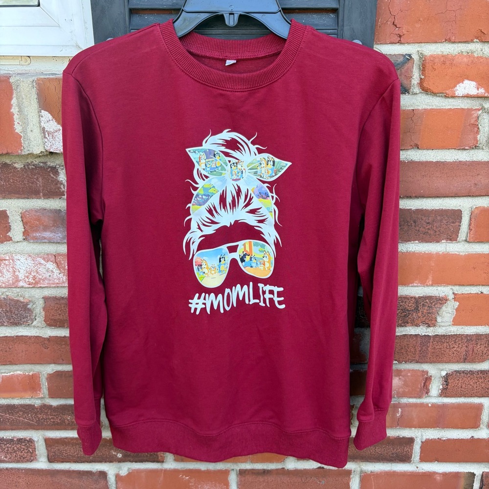 Bluey Mom Life Sweatshirt In My Bluey Mom Era Burgundy Crewneck Womens Small